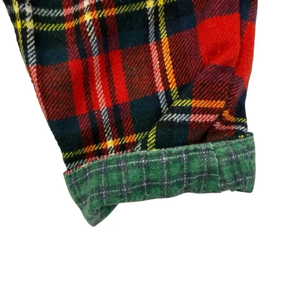 Petit Boy Plaid Flannel Retro Pants 12 Months Made in France PBOY Lined Baby Red